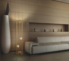 Cosulich Interiors Minimalist Italian Futurist Gold Metal Open Floor Lamp