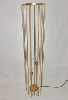 Cosulich Interiors Minimalist Italian Futurist Gold Metal Open Floor Lamp