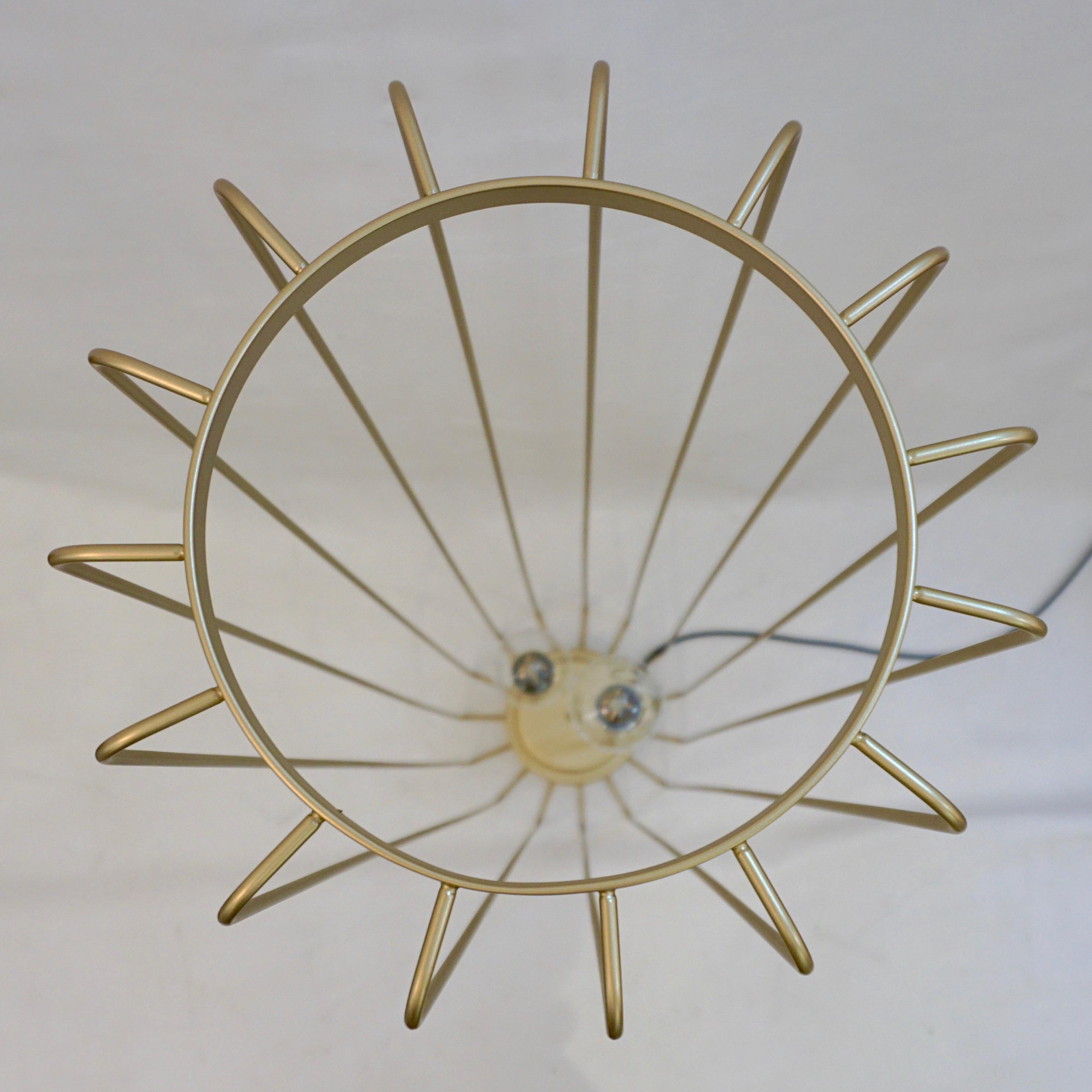 Contemporary Cosulich Interiors Minimalist Italian Futurist Gold Steel Open Floor Lamp For Sale