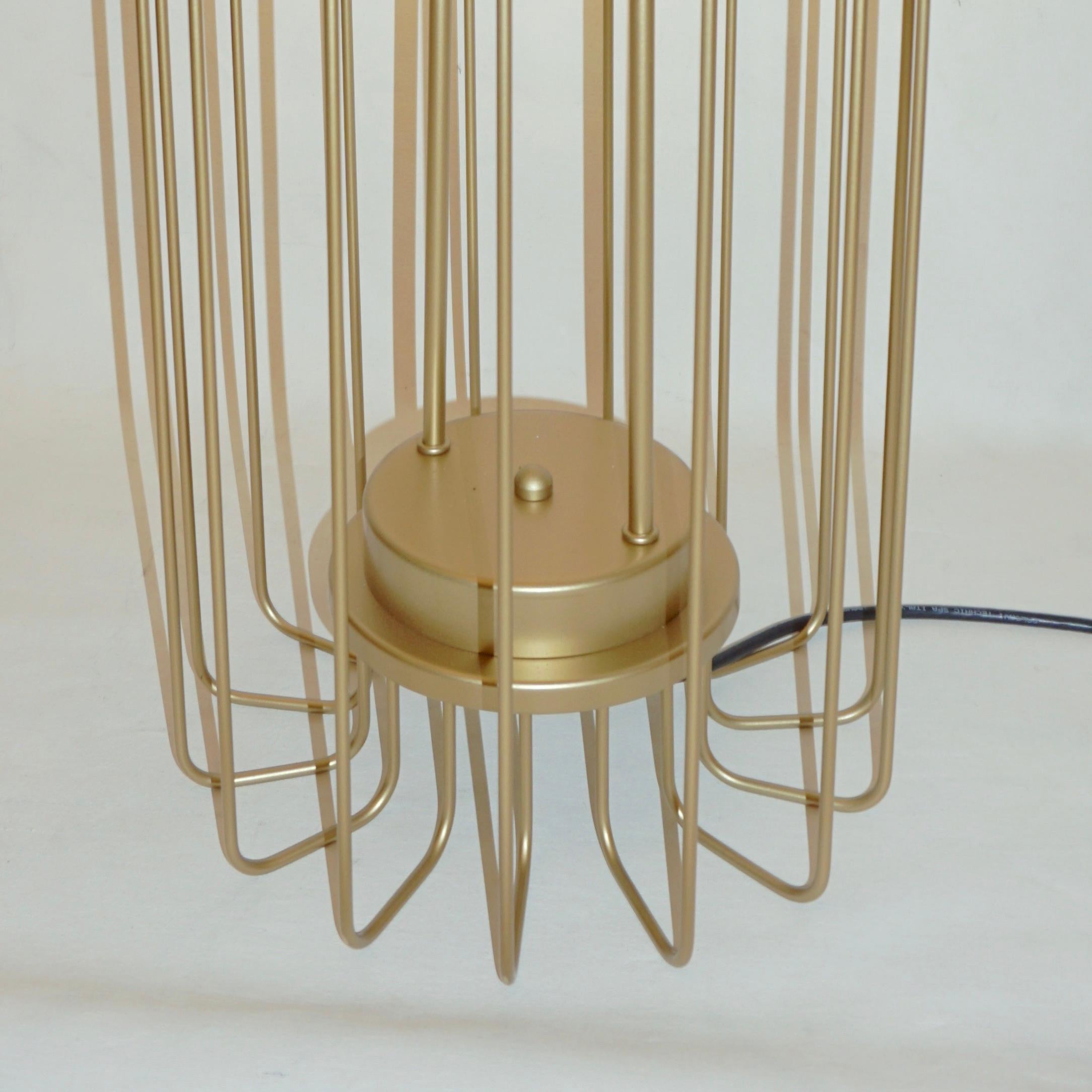 Cosulich Interiors Minimalist Italian Futurist Gold Steel Open Floor Lamp For Sale 1
