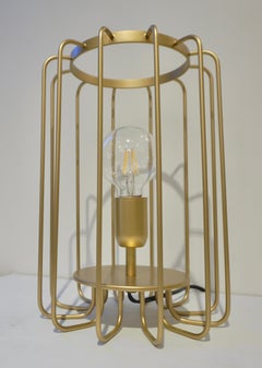 Cosulich Interiors Minimalist Italian Futurist Gold Brass Metal Open Table Lamp