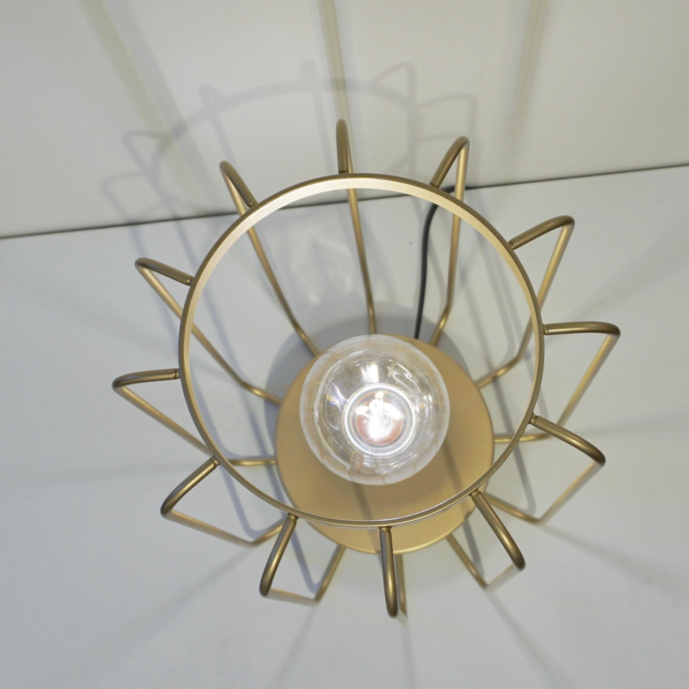 Cosulich Interiors Minimalist Italian Futurist Gold Brass Steel Open Table Lamp In New Condition For Sale In New York, NY
