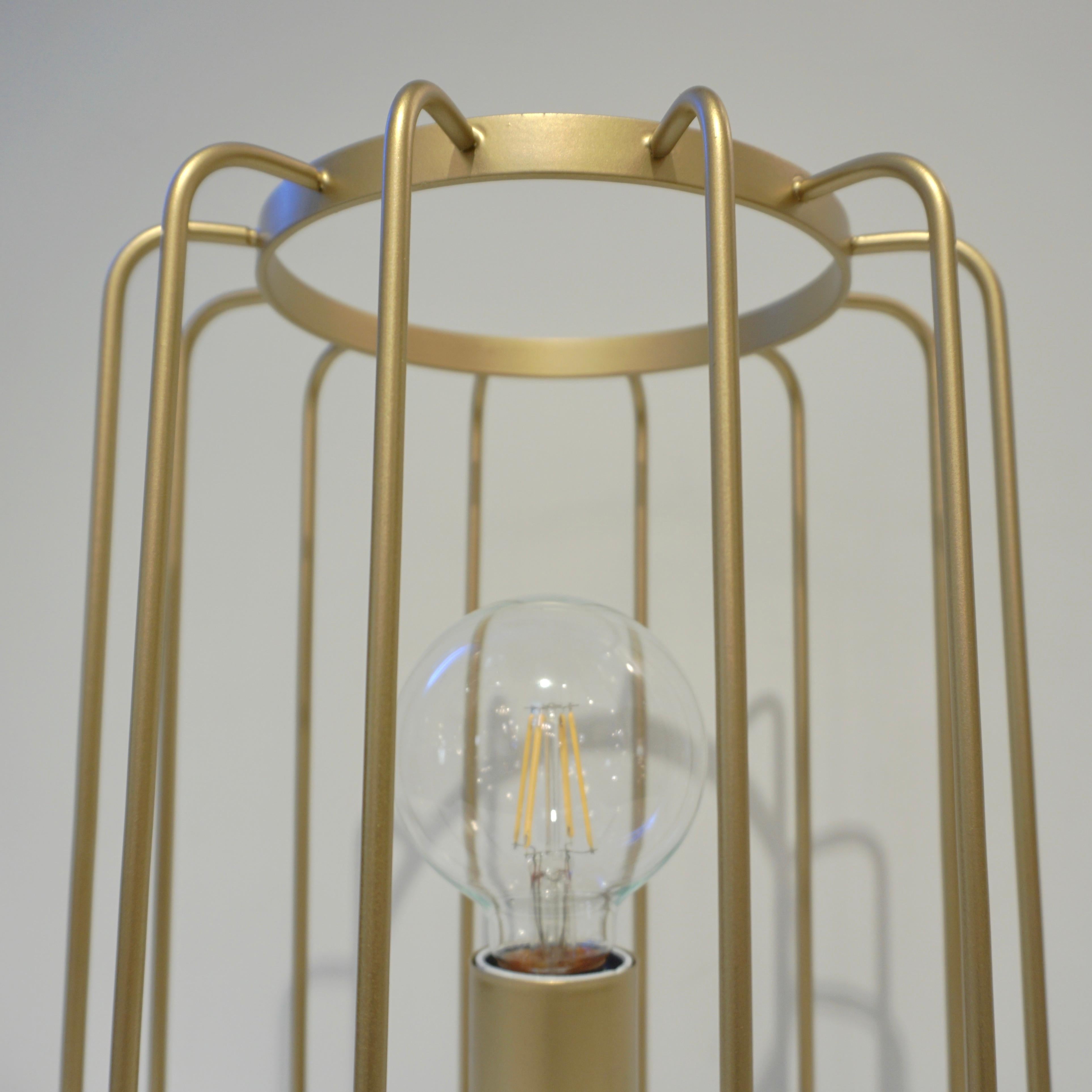 Contemporary Cosulich Interiors Minimalist Italian Futurist Gold Brass Steel Open Table Lamp For Sale
