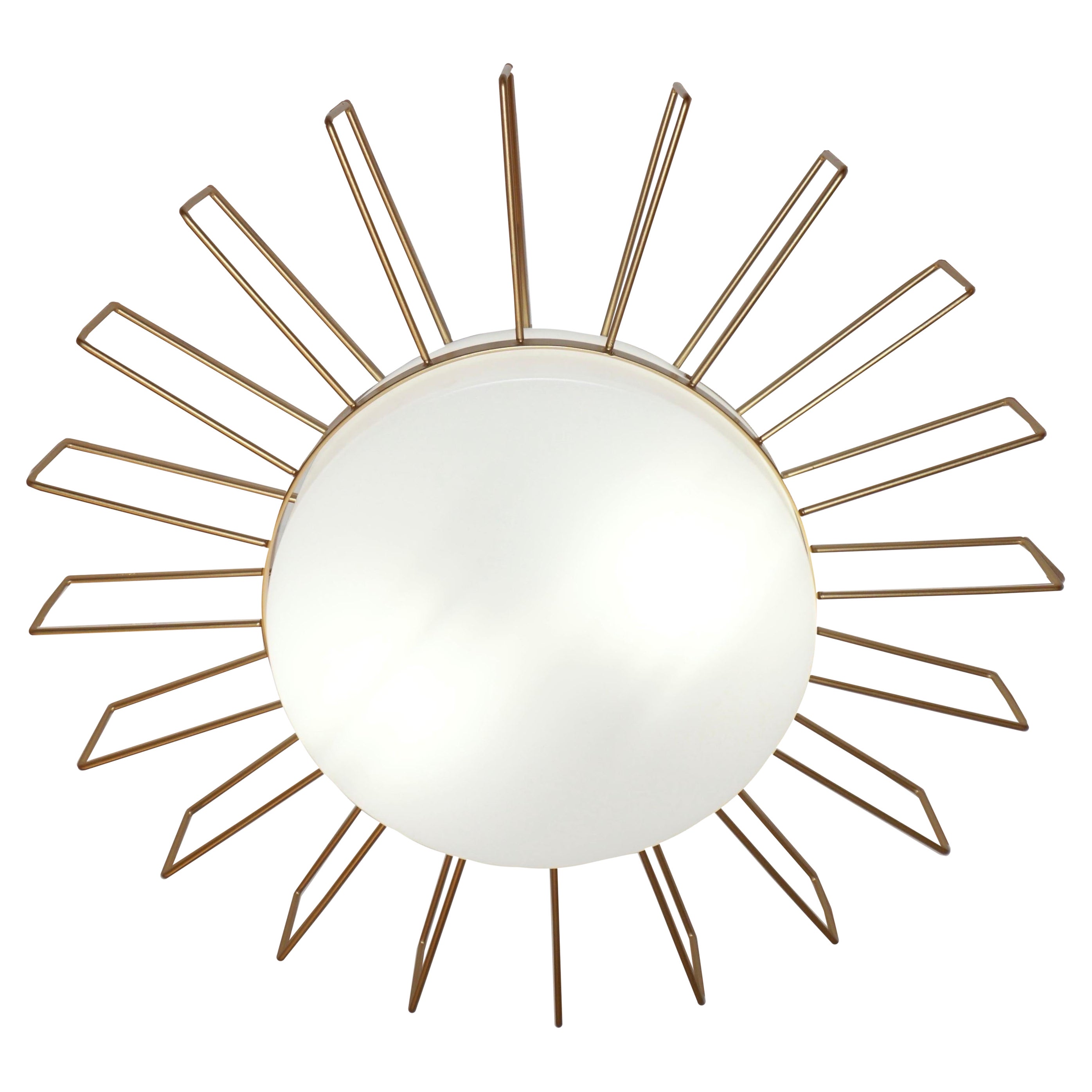 Cosulich Interiors Minimalist Italian Gold Steel Sunburst Pendentif / encastré en vente