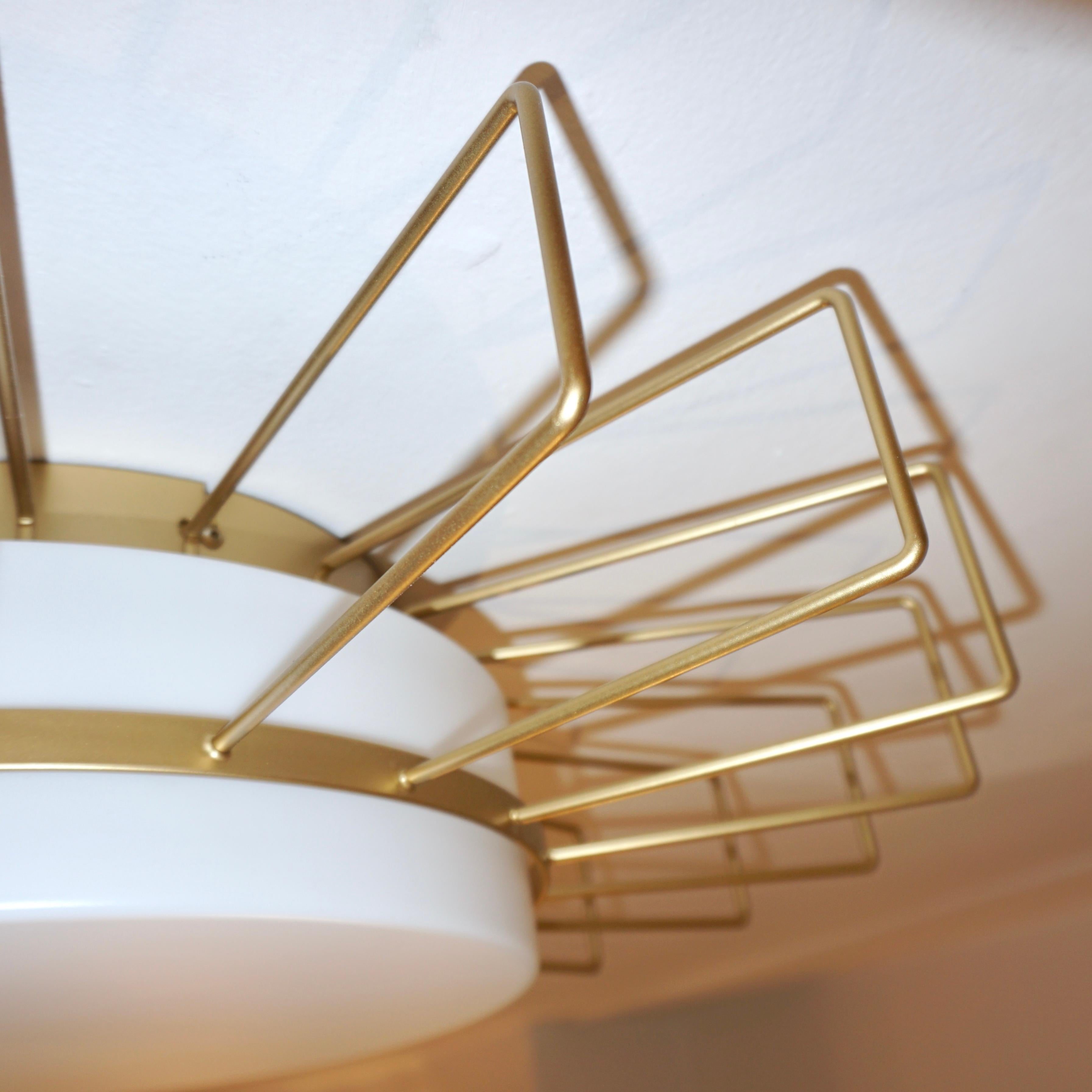 Cosulich Interiors Minimalist Italian Gold Steel Sunburst Pendant / Flushmount  For Sale 4