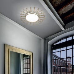 Colgante / Flushmount Minimalista de Metal Dorado Italiano Cosulich Interiors