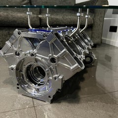 Cosworth Racing Engine Coffee Table in Polished Aluminium Automotive Sculpture