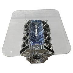 Cosworth Racing Engine Coffee Table in Polished Aluminium Automotive Sculpture