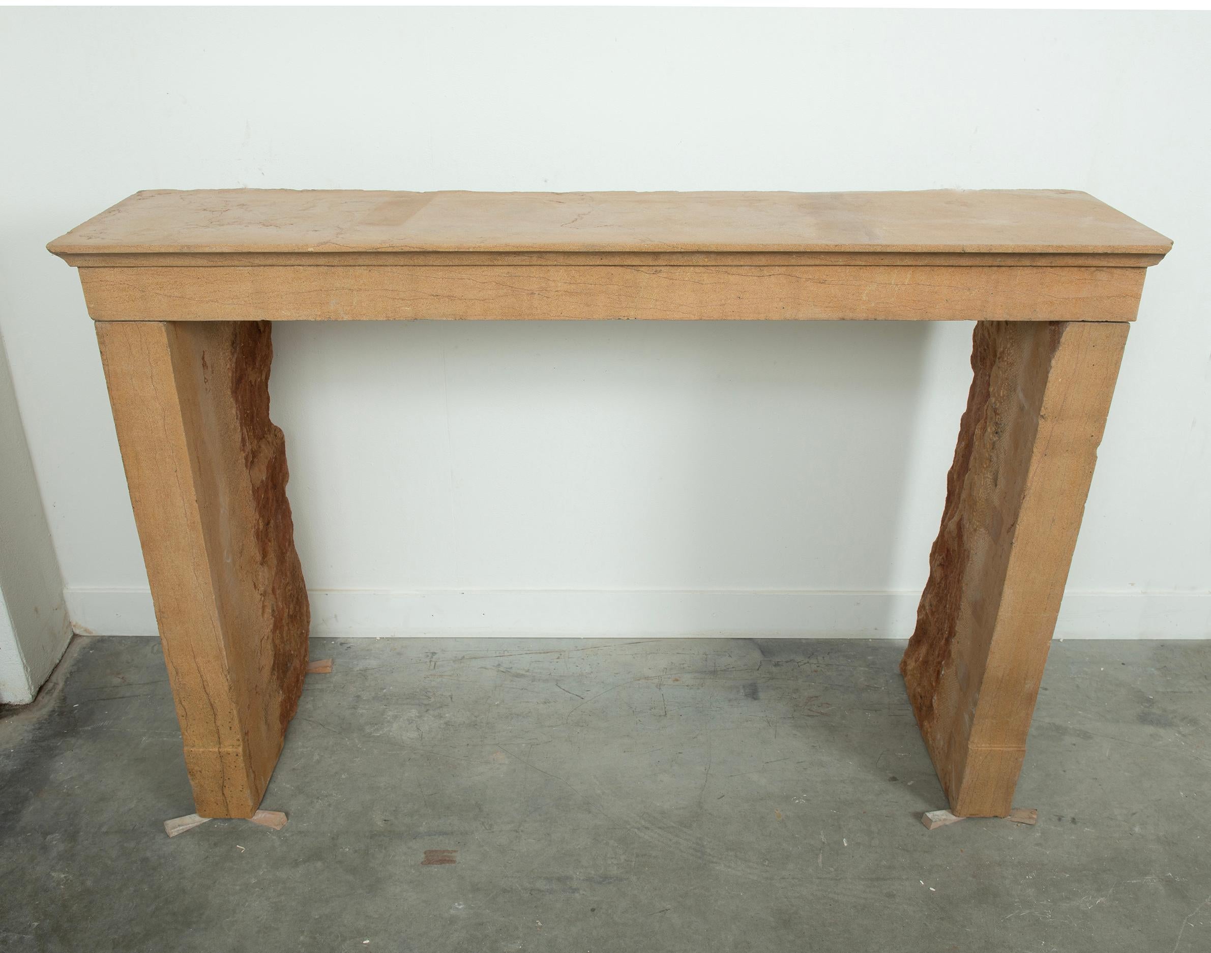 French Cosy and Charming Antique Limestone Fireplace For Sale