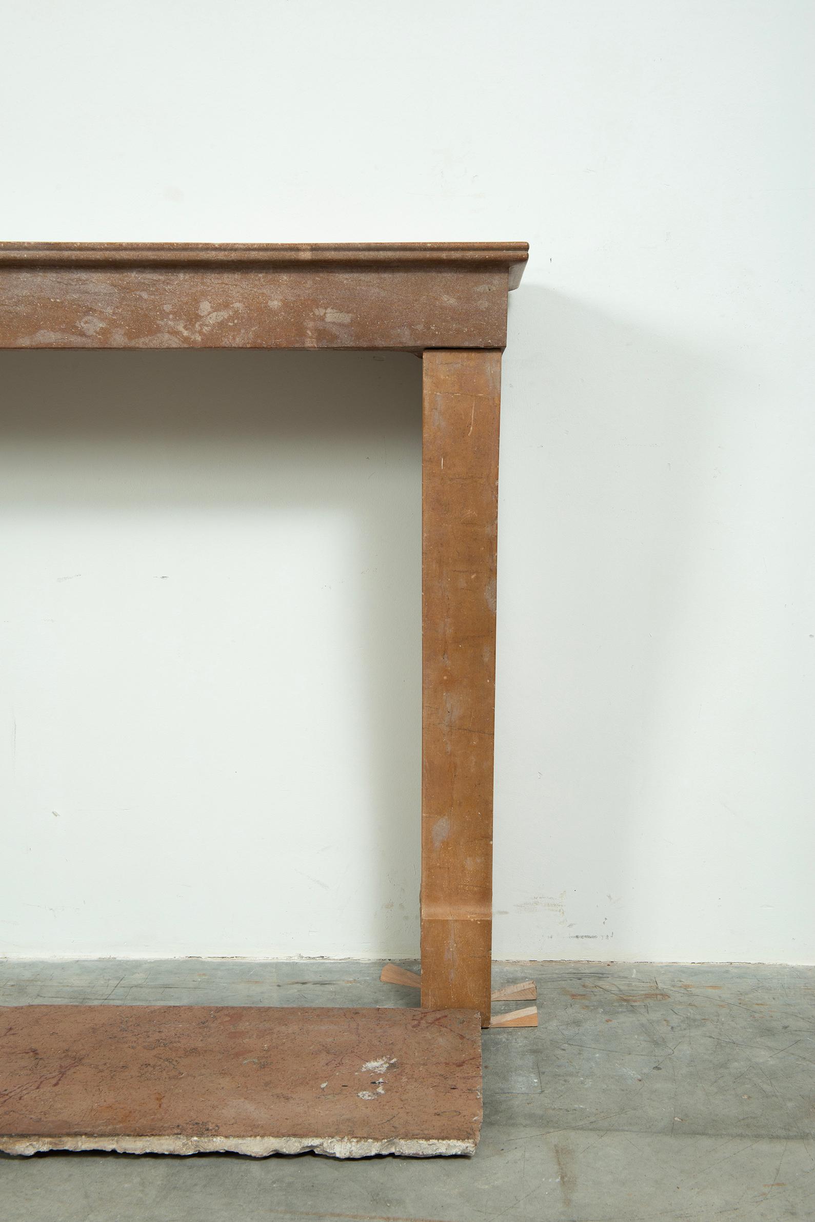 Cosy Colored French Style Limestone Fireplace with Hearth For Sale 9