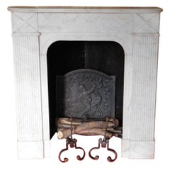 Antique CARRARA Marble Corner Fireplace Louis XVI