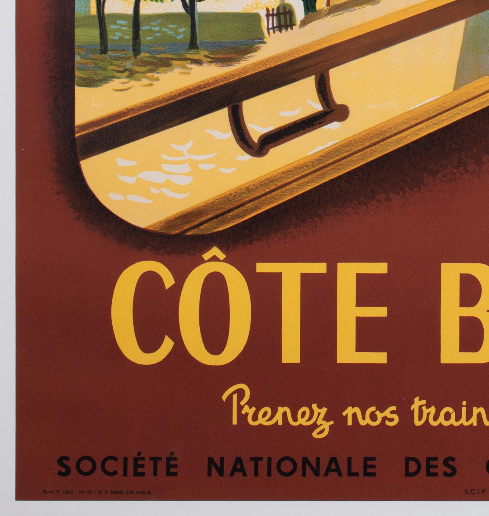 Cote Basque 1952 SNCF French Railway Travel Poster. Jean Garcia For Sale 2