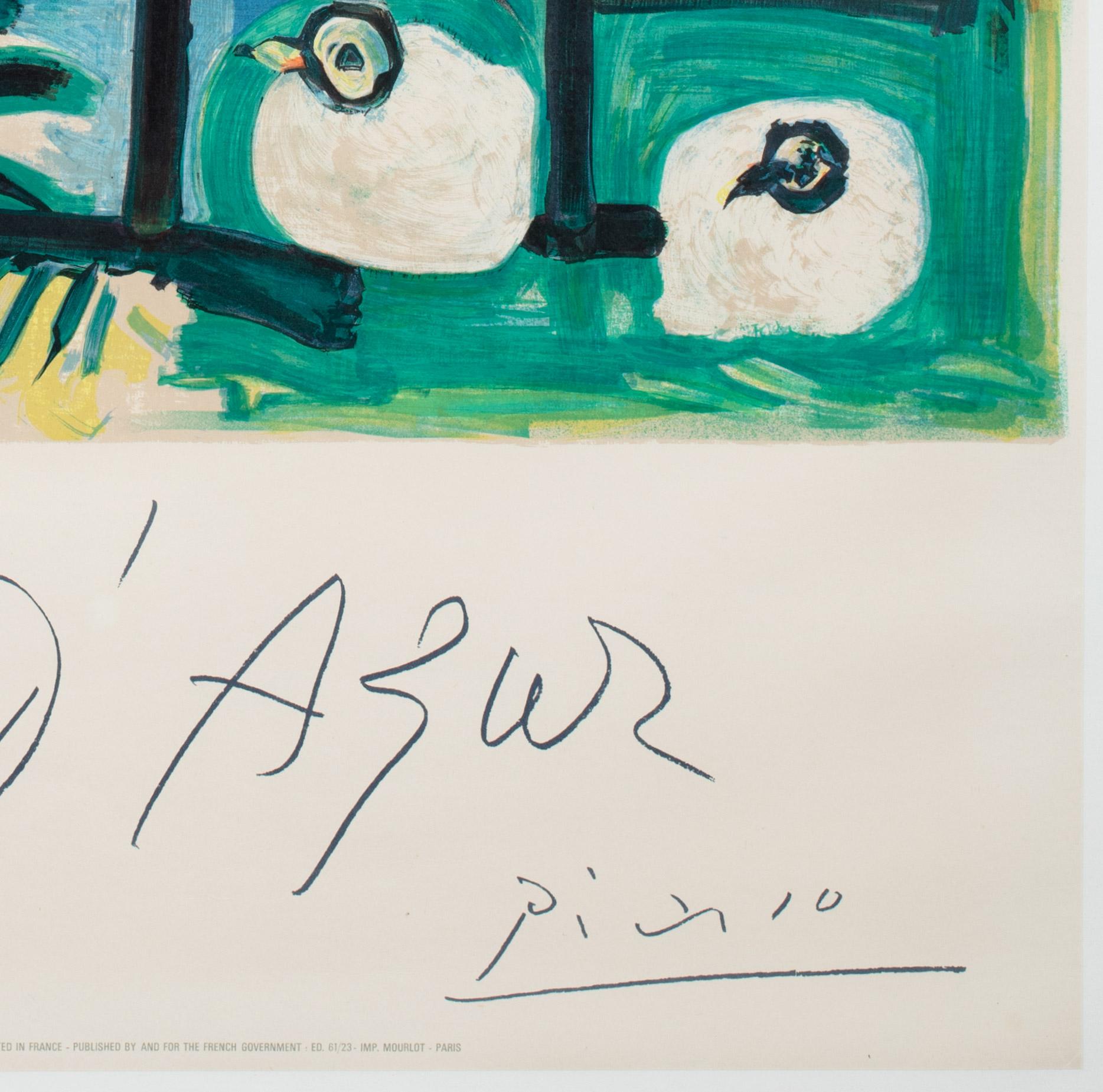 Cote D'Azur 1962 French Travel Advertising Poster, Pablo Picasso For Sale 3