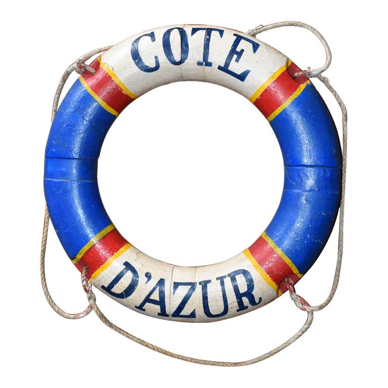 Côte d'Azur French Riviera Nautical Life Preserver in Red White and Blue, France