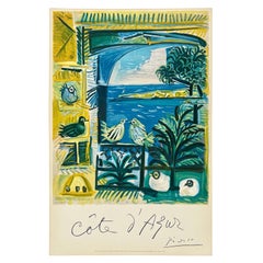 CÔTE D'AZUR - PABLO PICASSO Original Vintage Travel Tourism Midcentury Poster