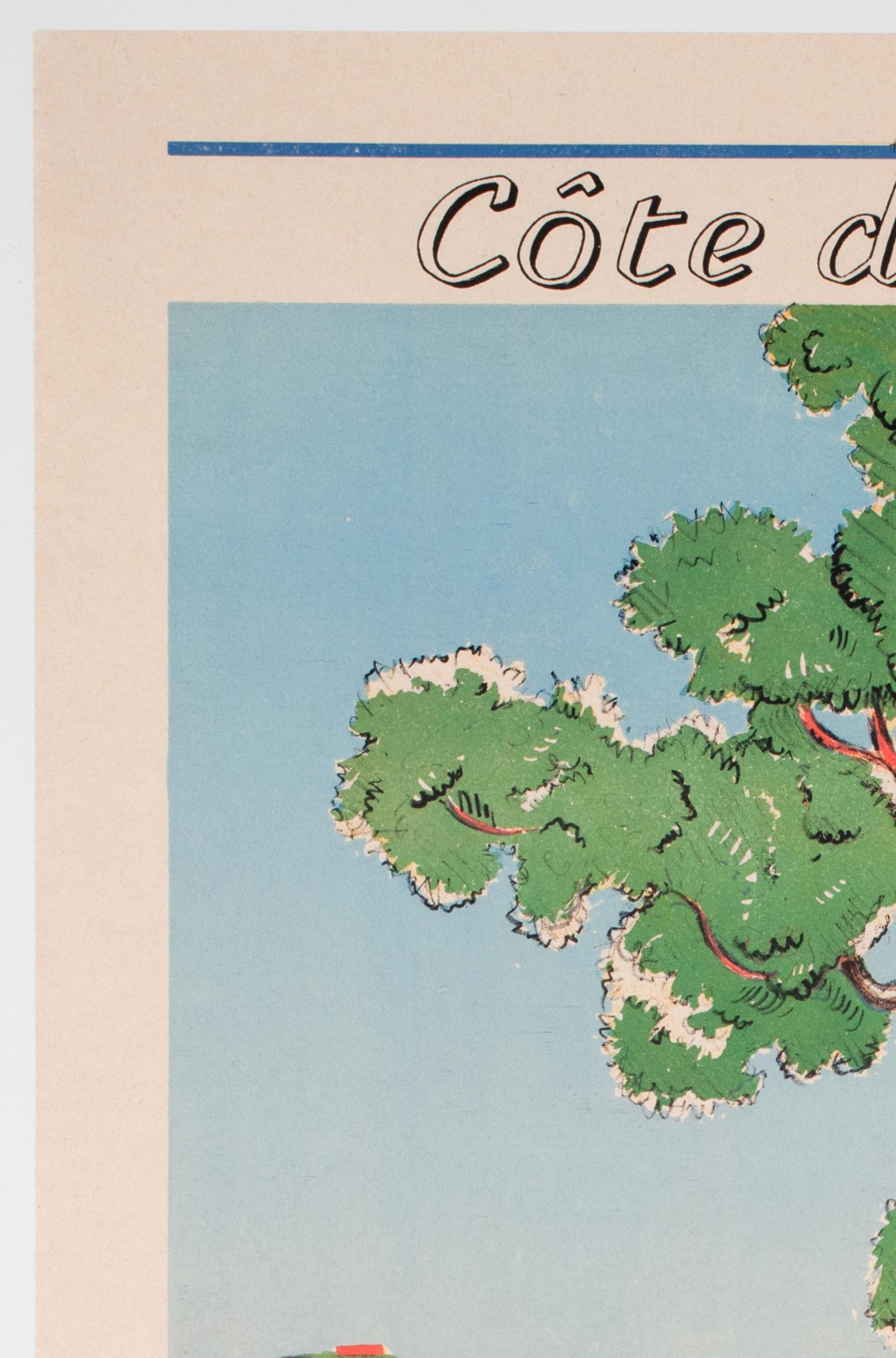 Costa Azul Sanary Sur Mer Cartel publicitario de viajes de los años 50 Francés en venta