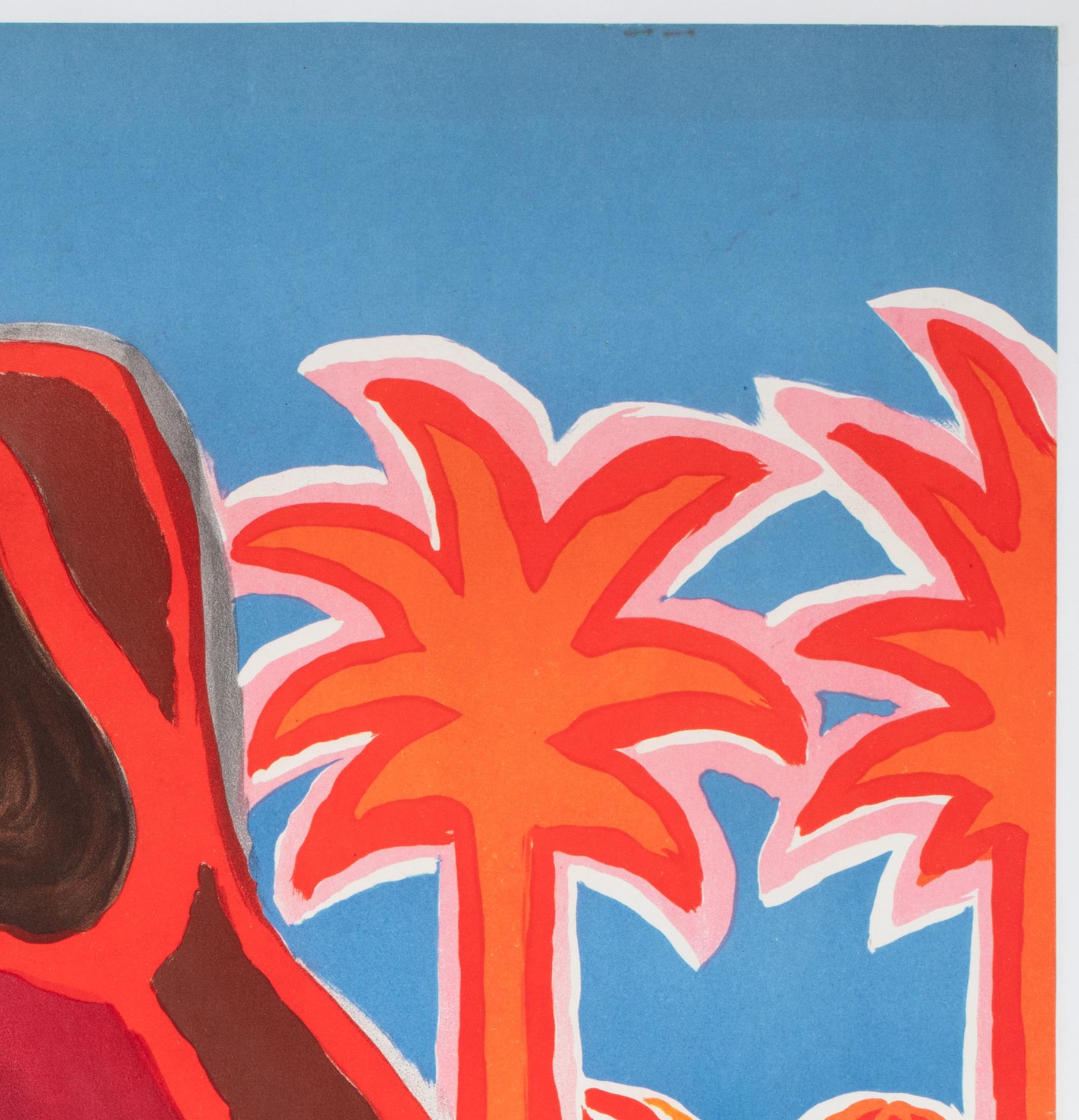 Français Affiche publicitaire de voyage Côte d'Azur SNCF 1968, Bernard Villemot en vente
