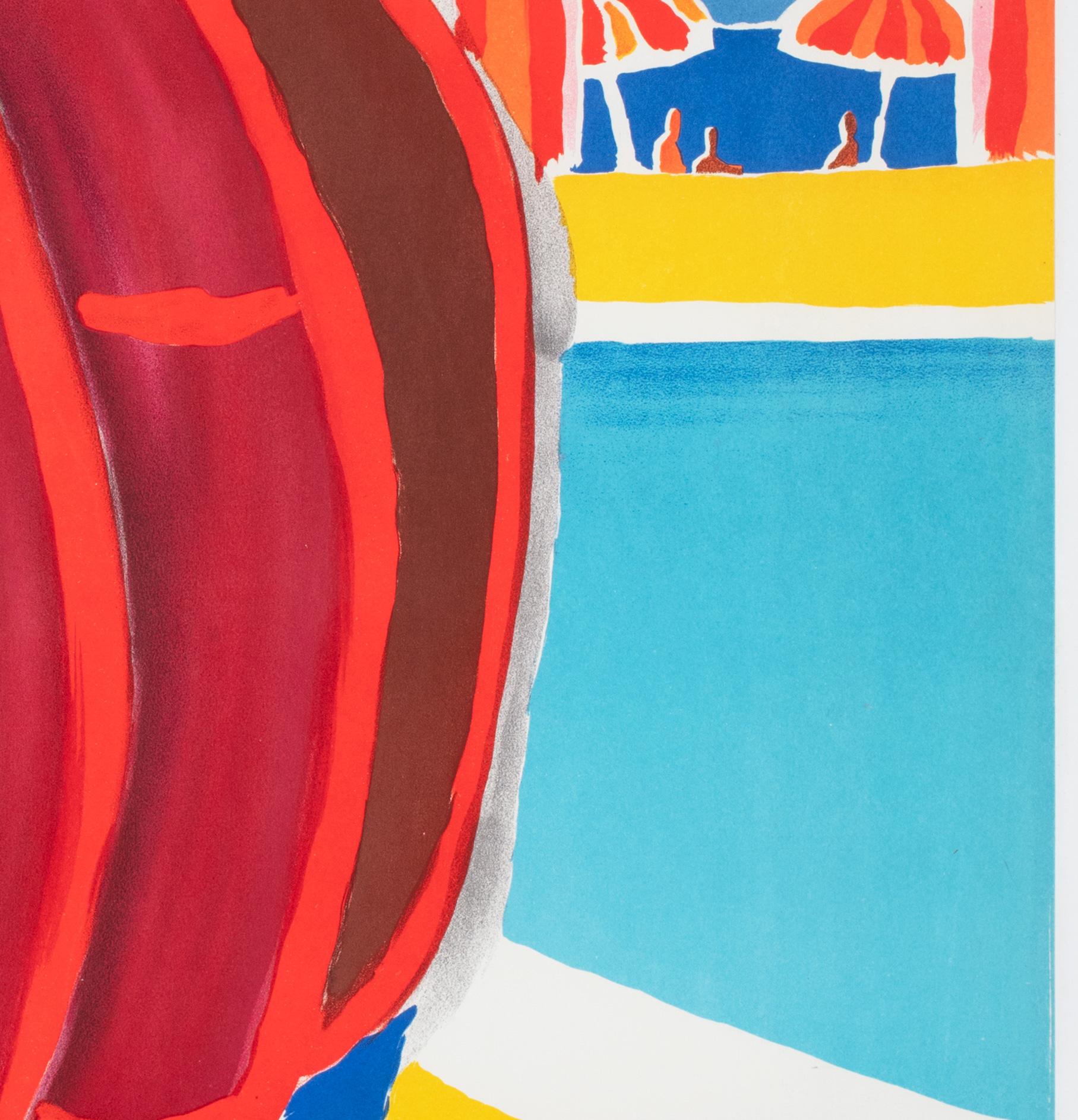 20ième siècle Affiche publicitaire de voyage Côte d'Azur SNCF 1968, Bernard Villemot en vente