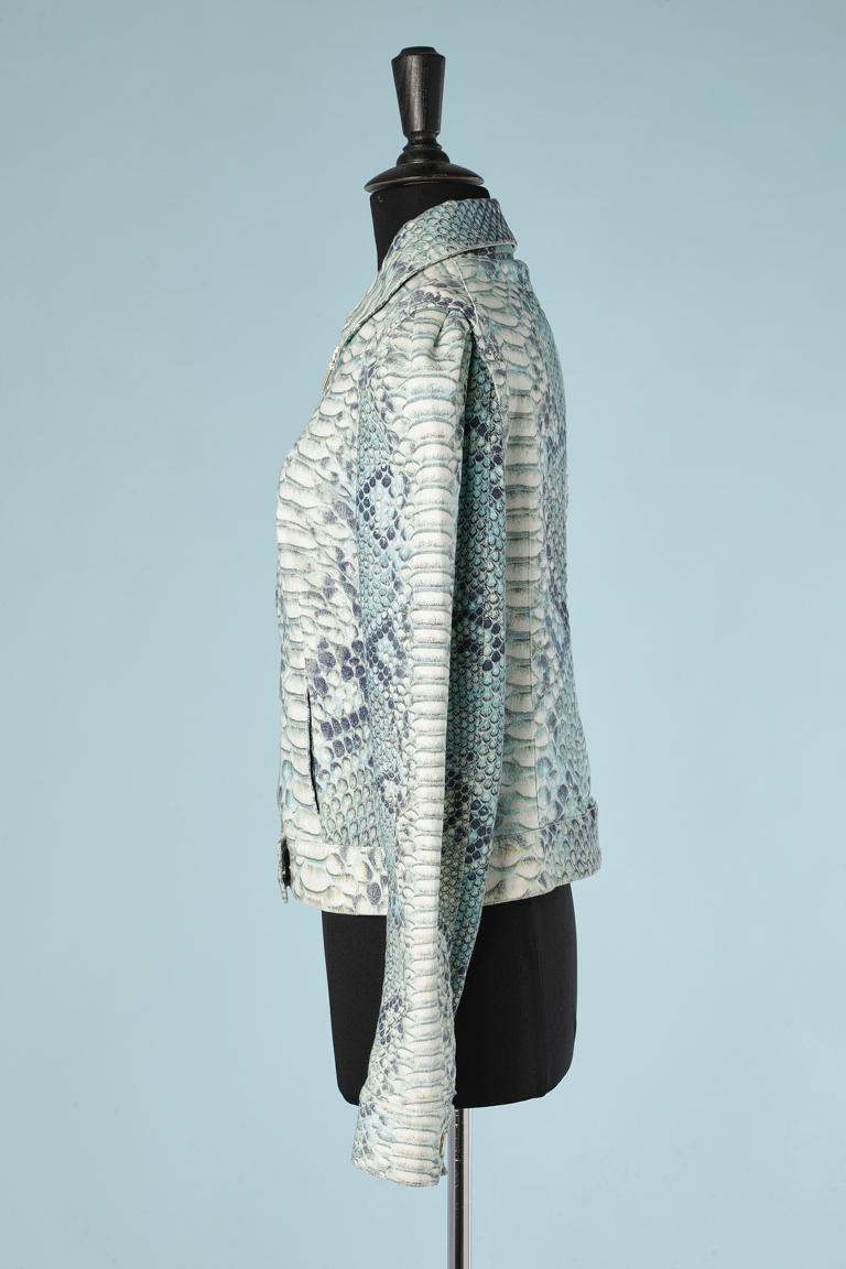 Women's Coton jacket with zip and snake print Roberto Cavalli  For Sale