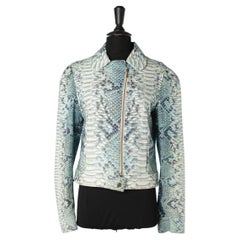 Coton jacket with zip and snake print Roberto Cavalli 