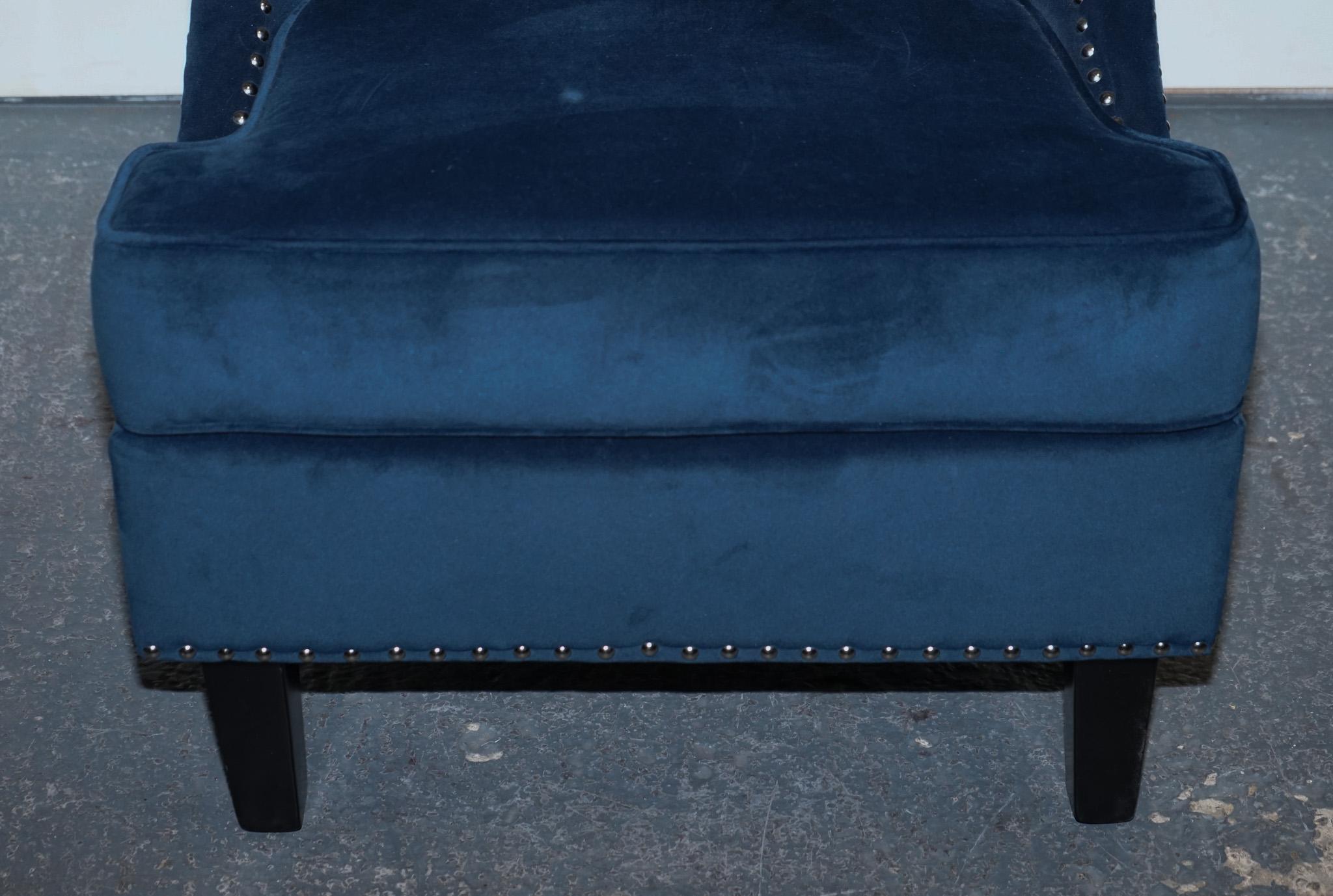 Fabric COTSWOLD LUXE EX SHOWROOM NAVY SLIPPER CHAIR WITH SILVER STUD DETAiL For Sale
