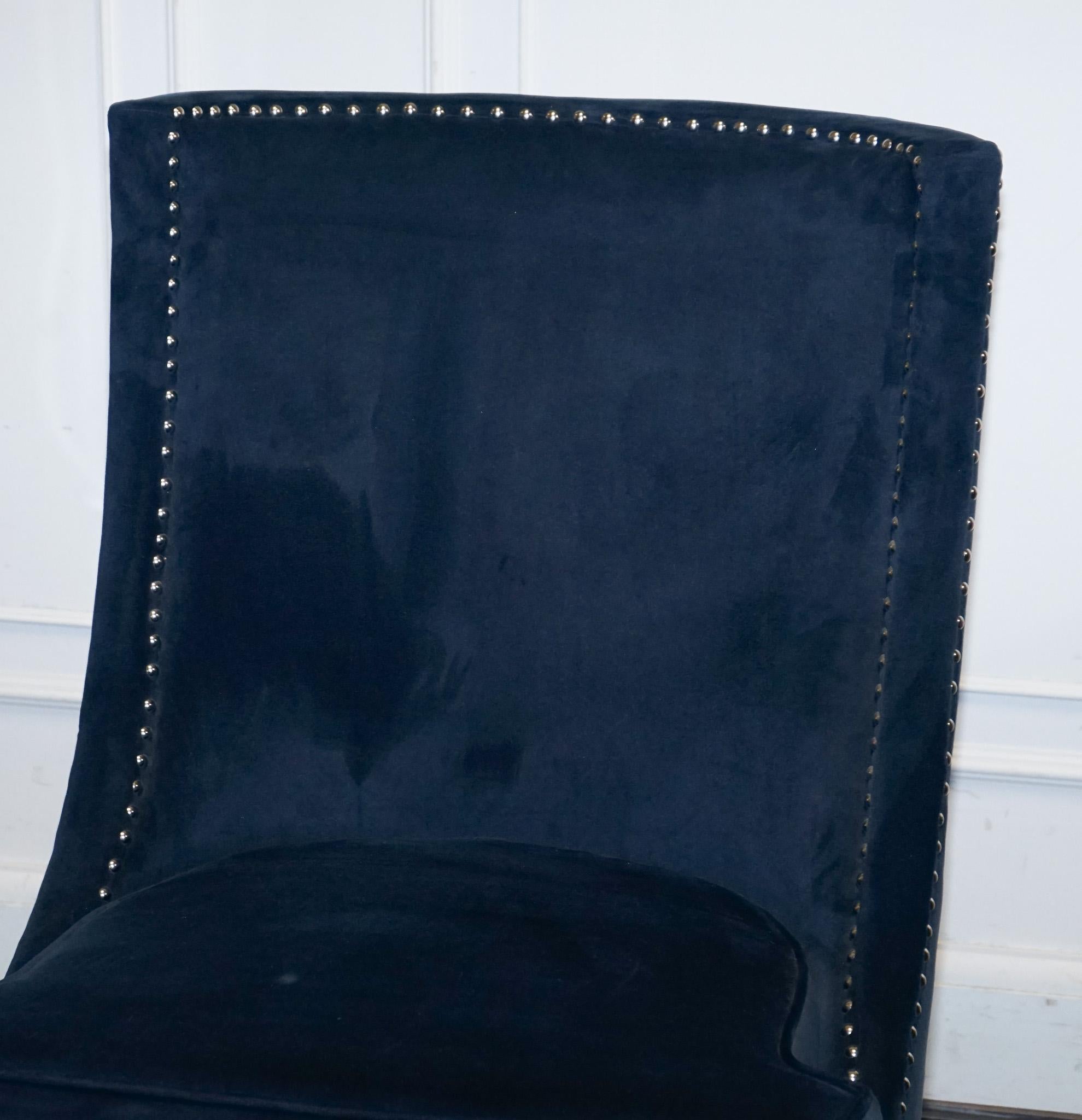 COTSWOLD LUXE EX SHOWROOM NAVY SLIPPER CHAIR WITH SILVER STUD DETAiL For Sale 1