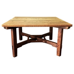 Cotswold School Large Square Oak Dining Table By Sidney Barnsley