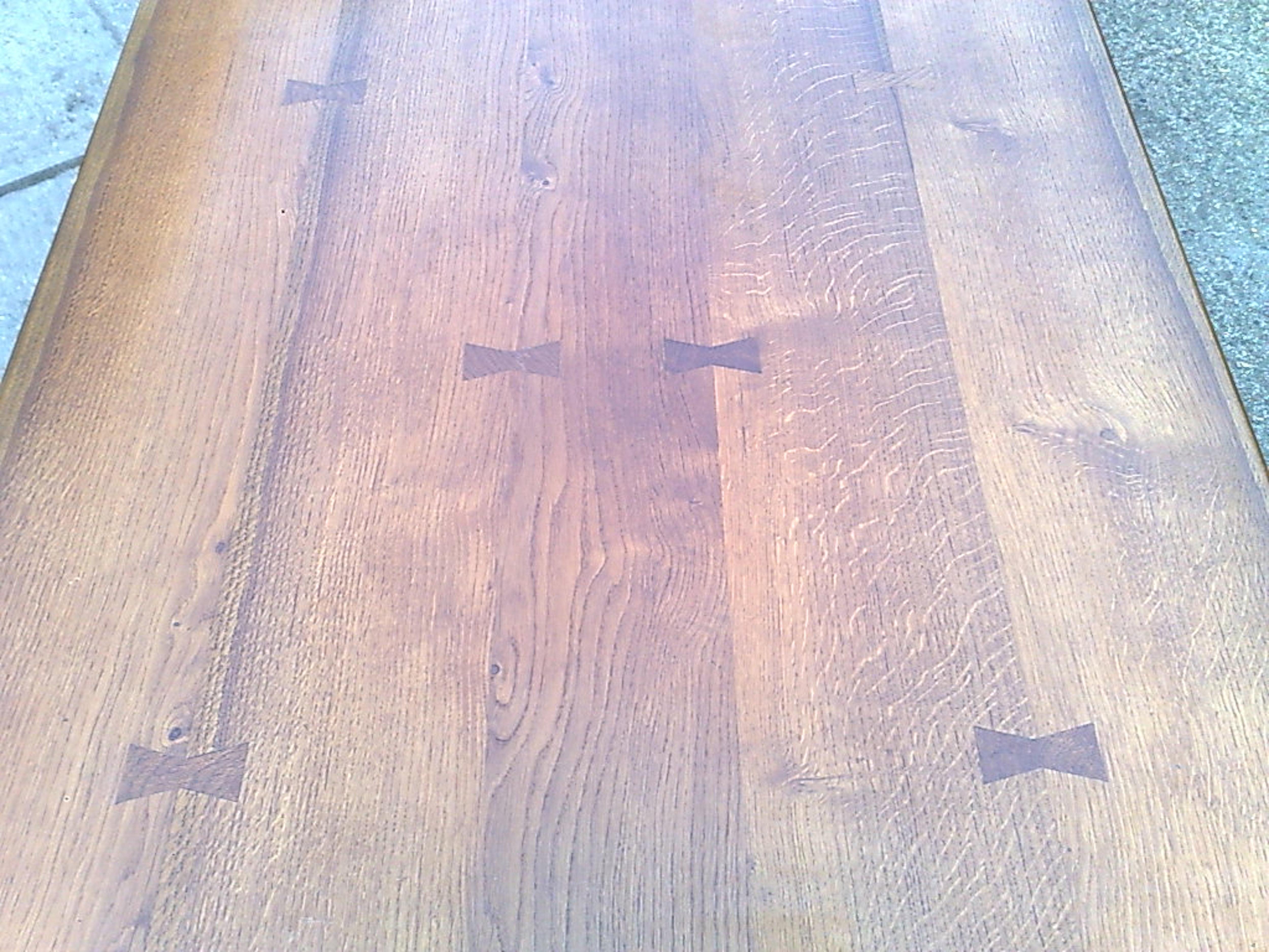 Arts and Crafts Cotswold School Oak Arts & Crafts Dining Table with Butterfly Joints to the Top
