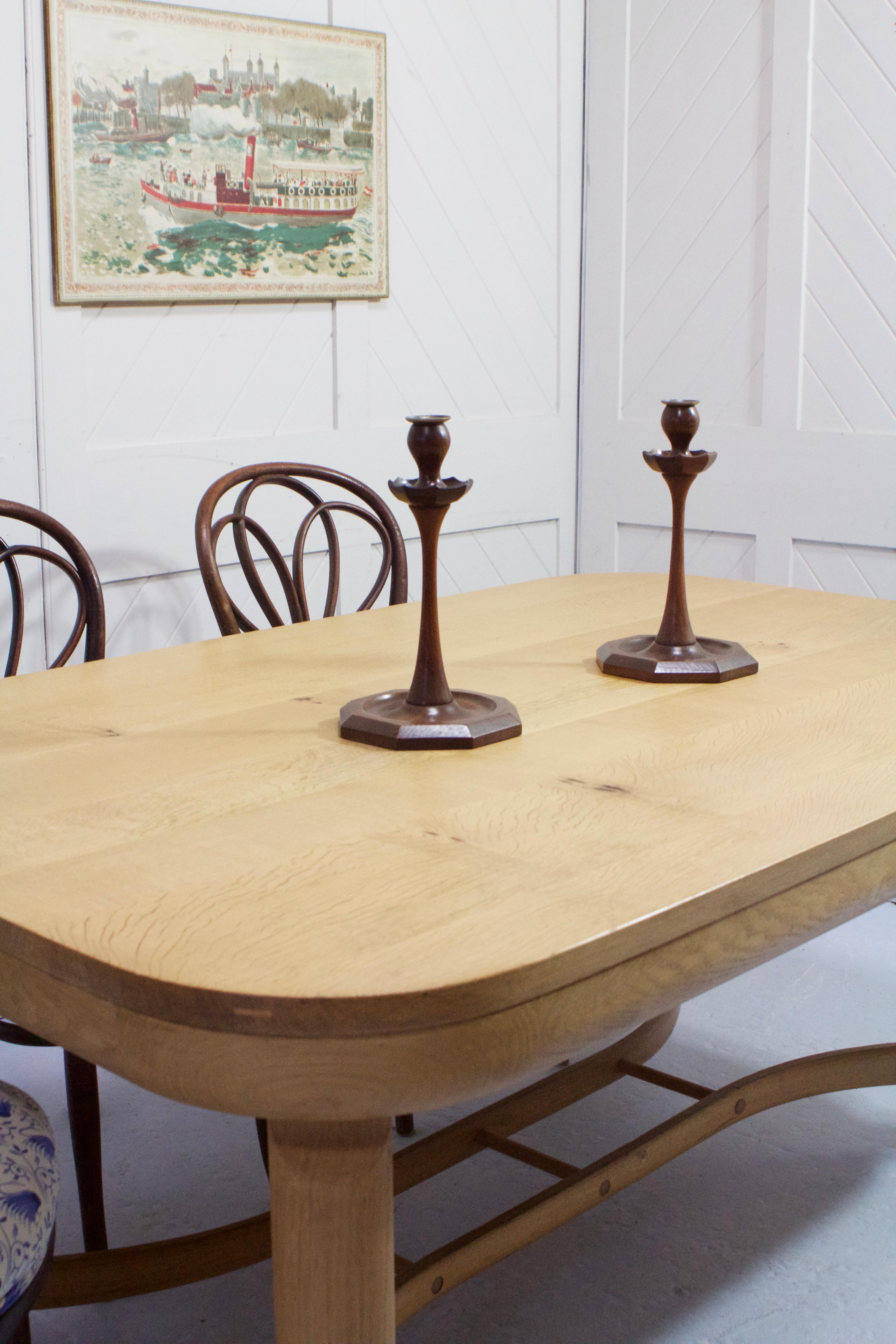 English Cotswold School Oak Dining Table For Sale