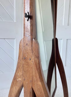 Cotswold School oak framed Cheval Mirror