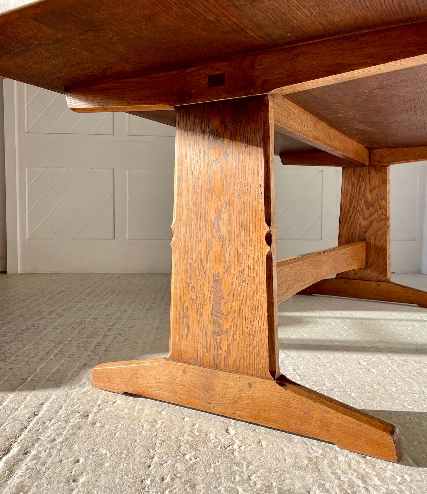 English Cotswold School Oak Refectory Table Made By Fred Gardiner