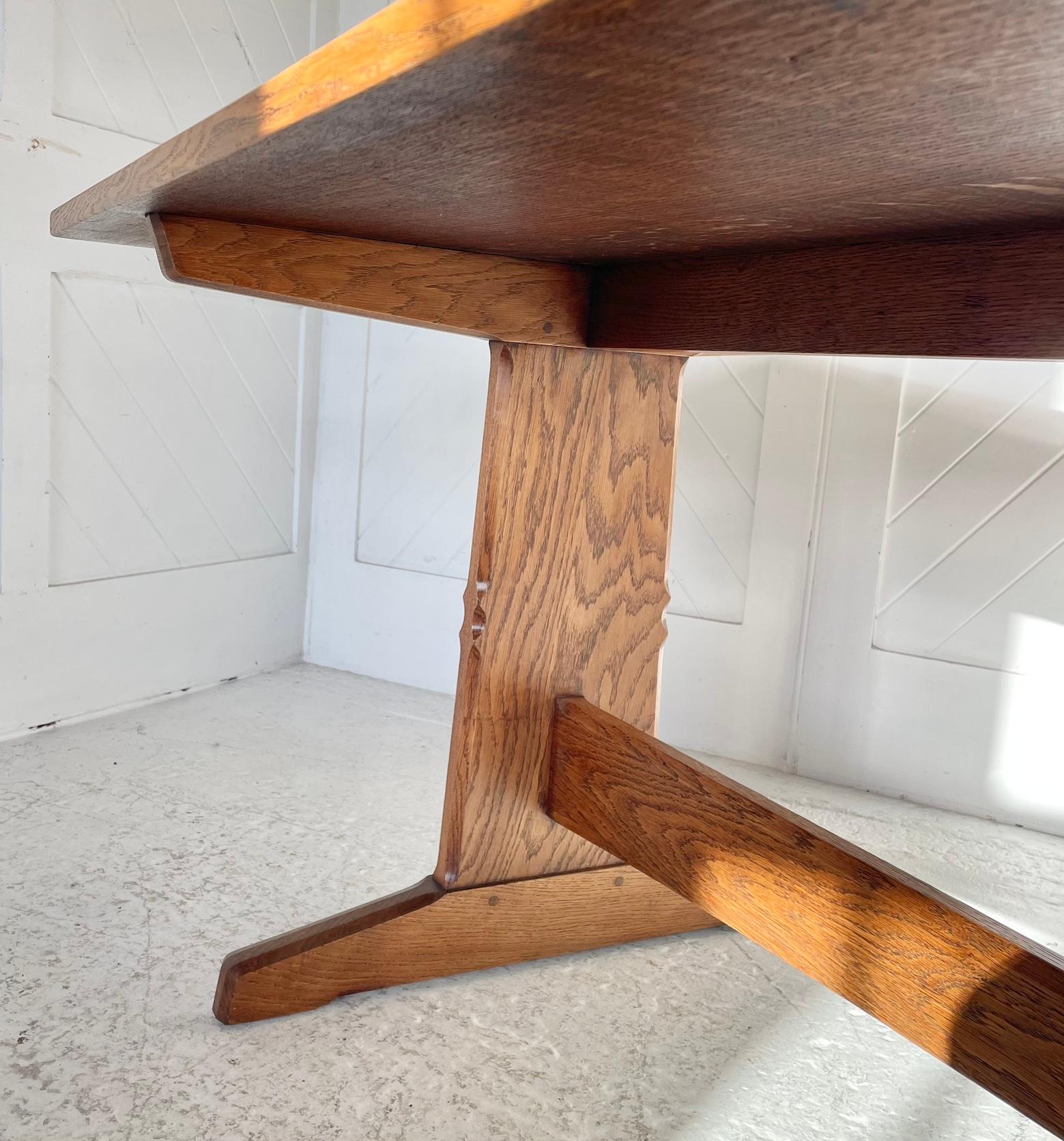 Mid-20th Century Cotswold School Oak Refectory Table Made By Fred Gardiner