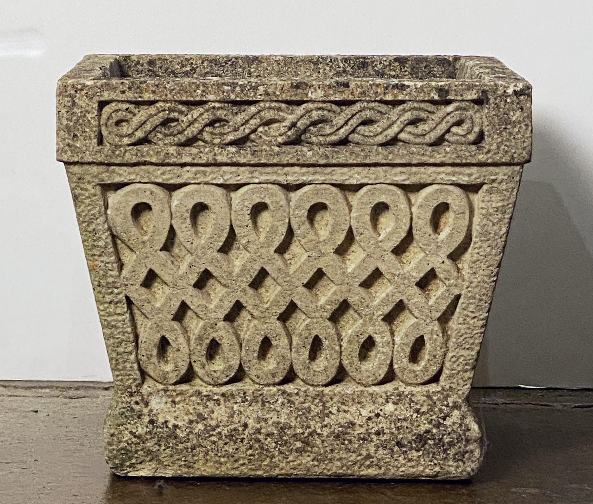 Cotswold Studio Celtic Knot Garden Stone Square Planters or Pots from England 3