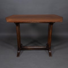 Mesa de comedor o biblioteca de refectorio de roble estilo Cotswold con detalles de chevron tallados