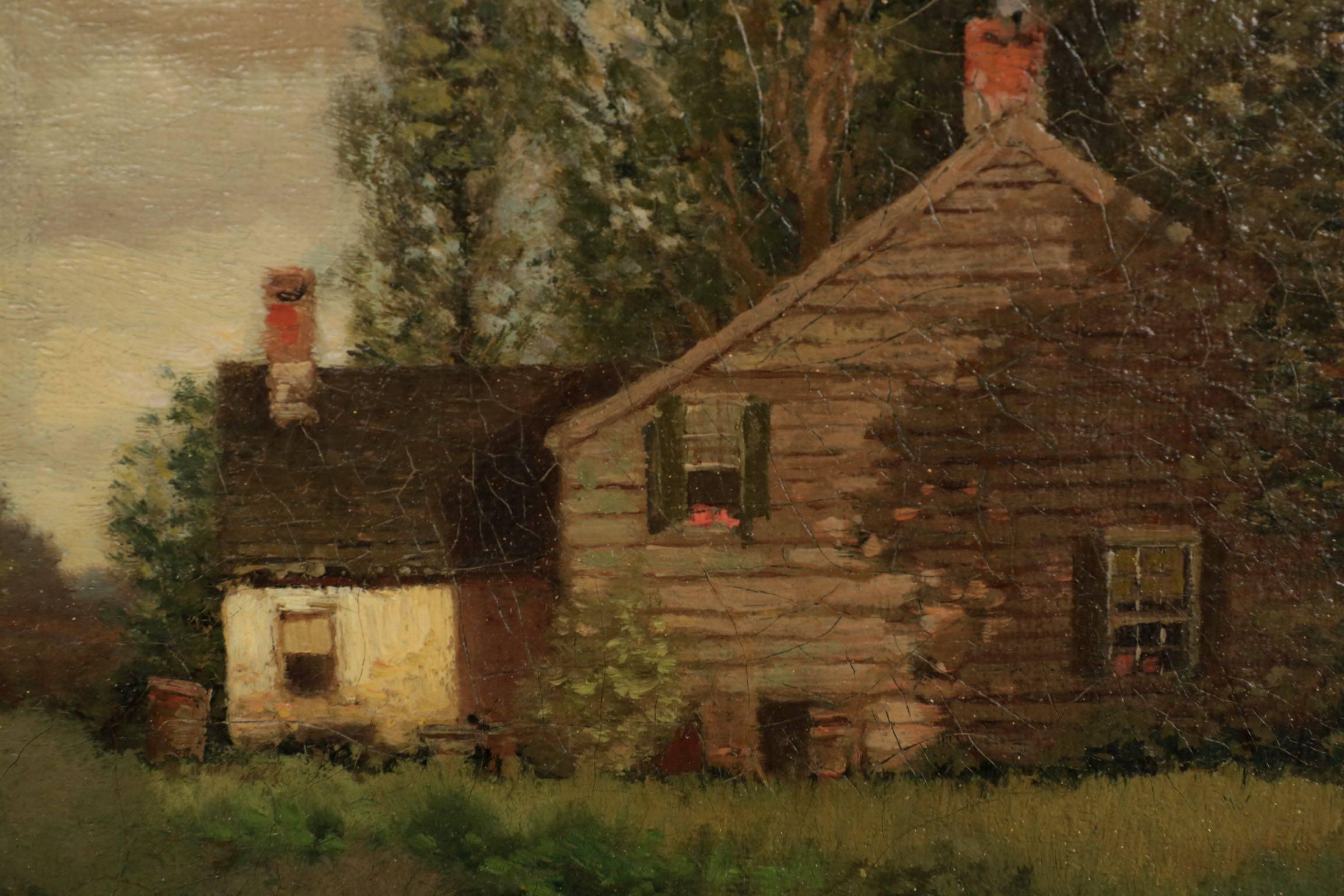 19th Century 'Cottage by Lake' Landscape Painting by Henry Pember Smith