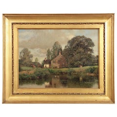 'Cottage by Lake' Landscape Painting by Henry Pember Smith