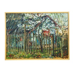 Cottage in Geilertshausen, 1977 – Oil Painting by Alexander Michael