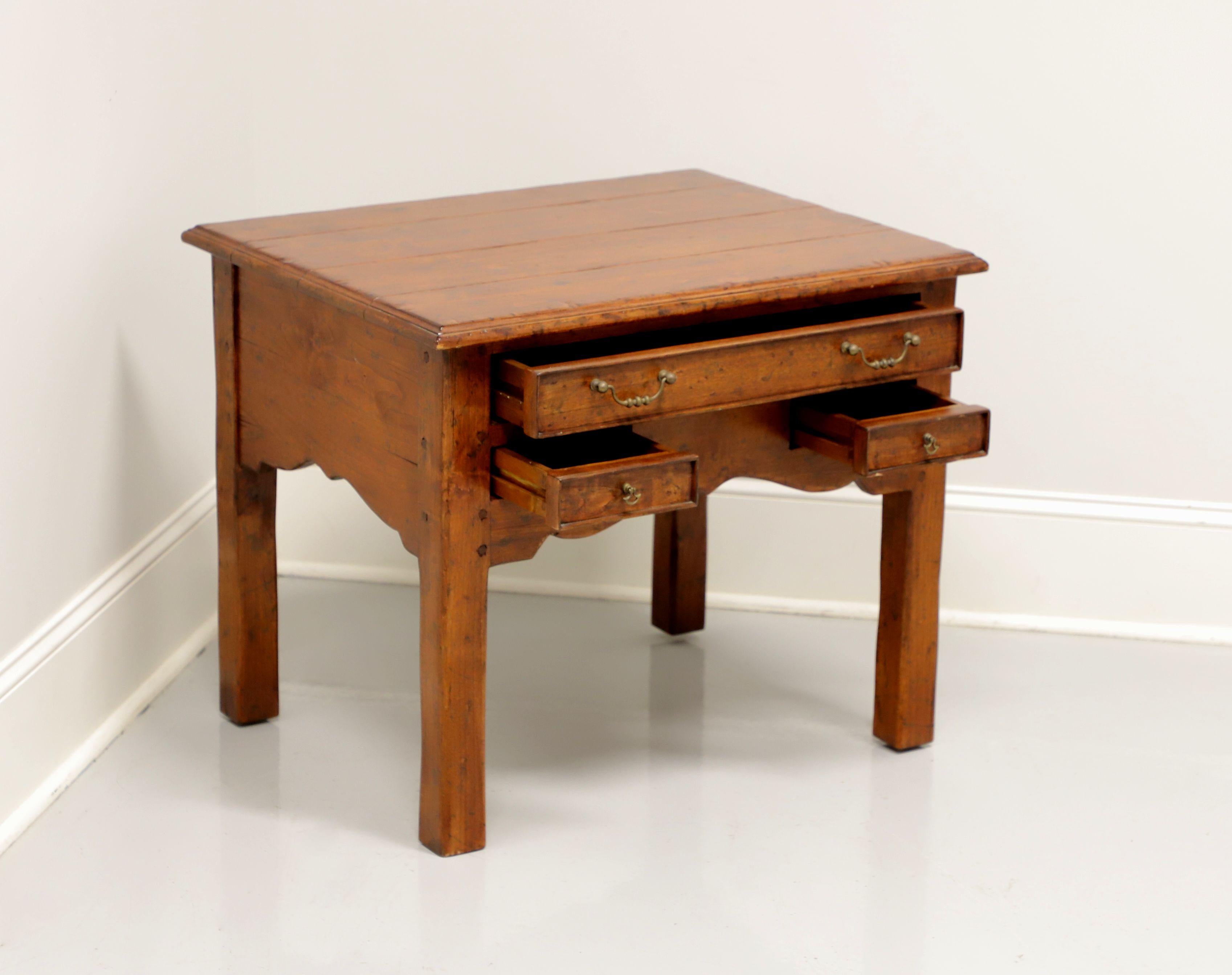 Cottage Rustic Style Walnut Distressed End Side Table In Good Condition In Charlotte, NC