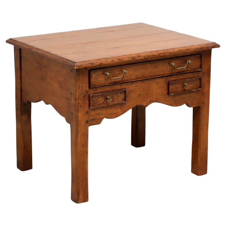 Cottage Rustic Style Walnut Distressed End Side Table at 1stDibs