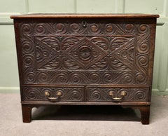 Cottage Size Green Man Carved Oak Mule Chest
