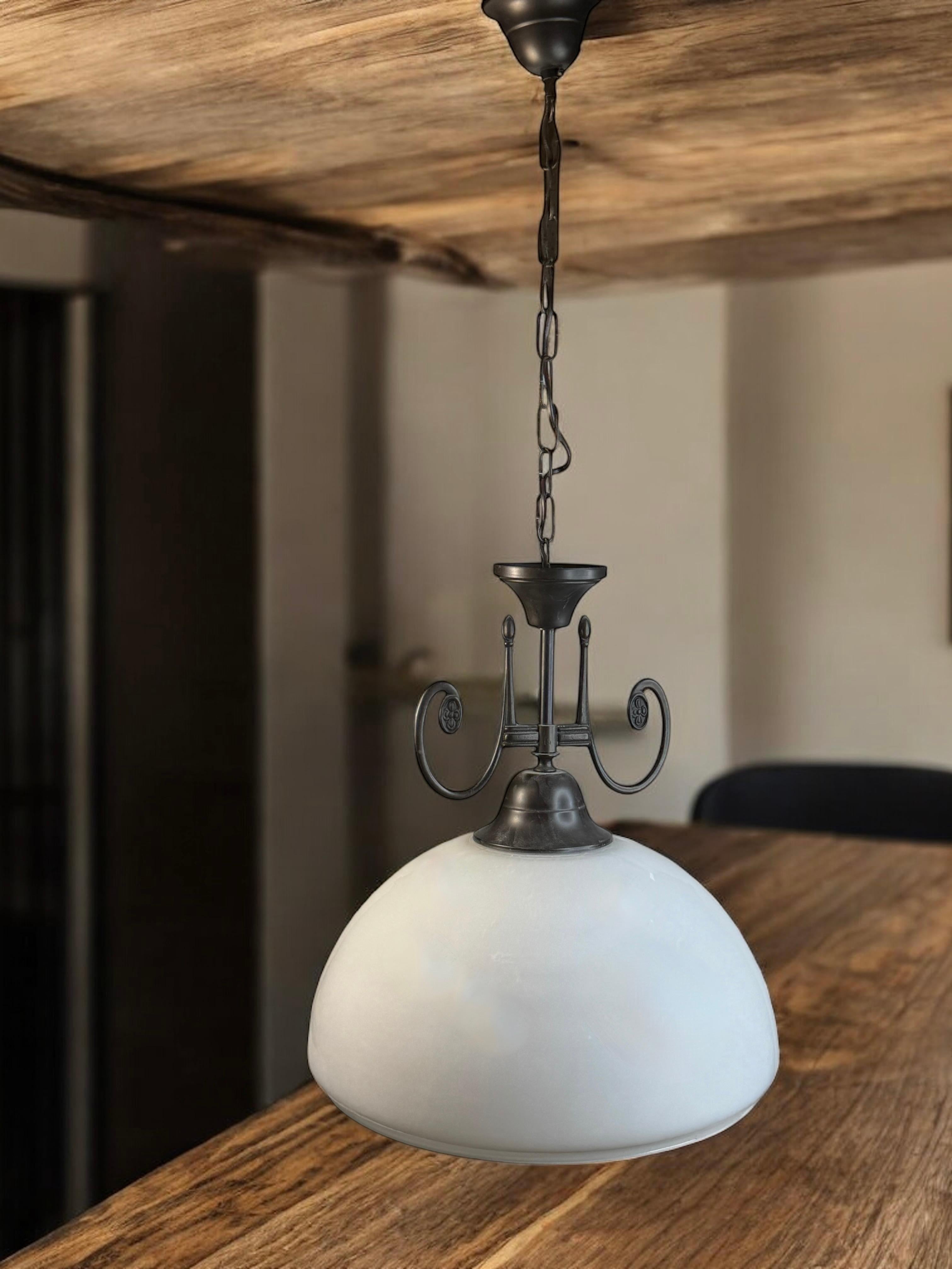 Cottage Style Milchglas Bauernhaus Küche Pendelleuchte Massive Leuchten Deutsch im Angebot 4