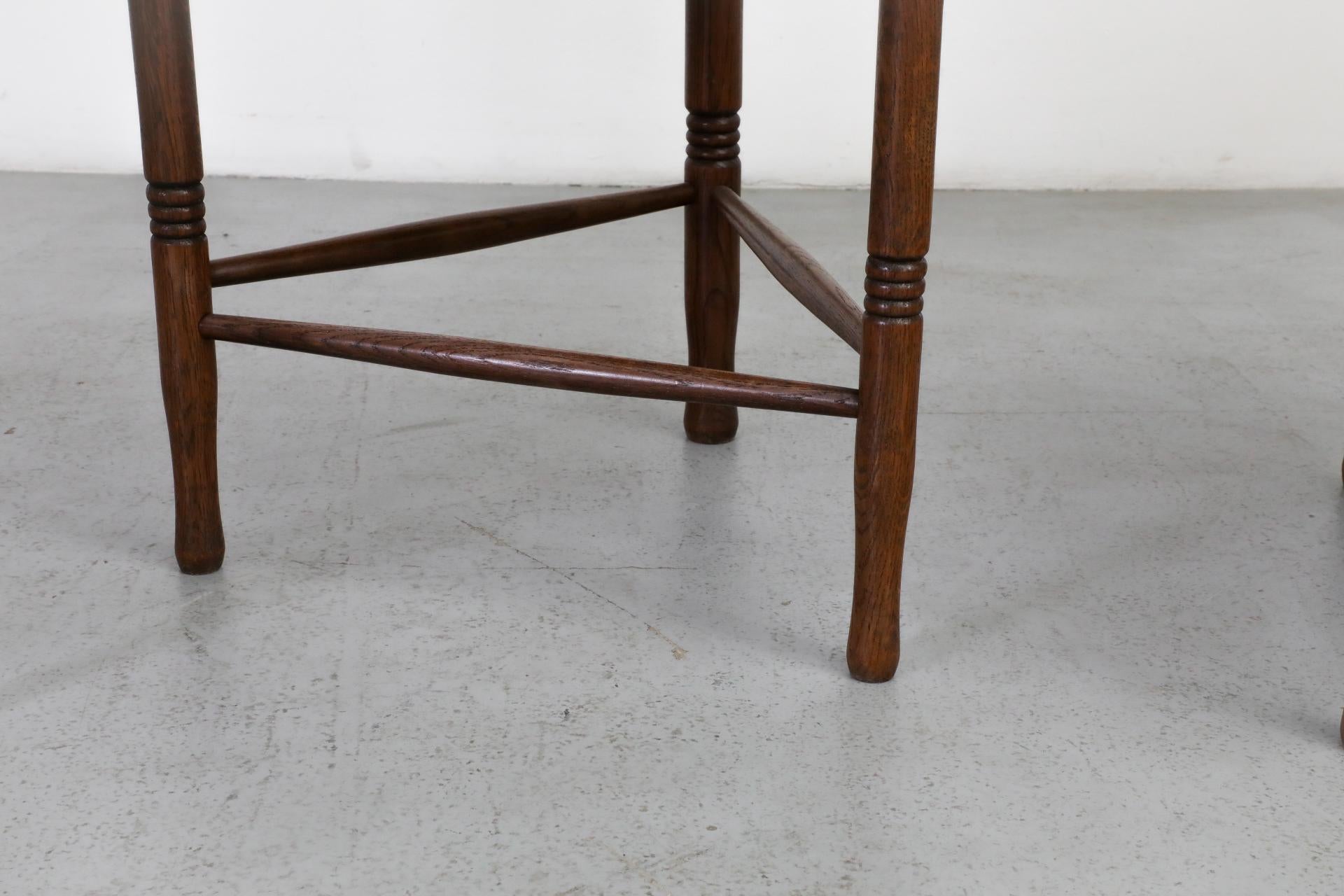Cottage Style Tripod Dining or Accent Chairs with Triangular Rattan Seats For Sale 5