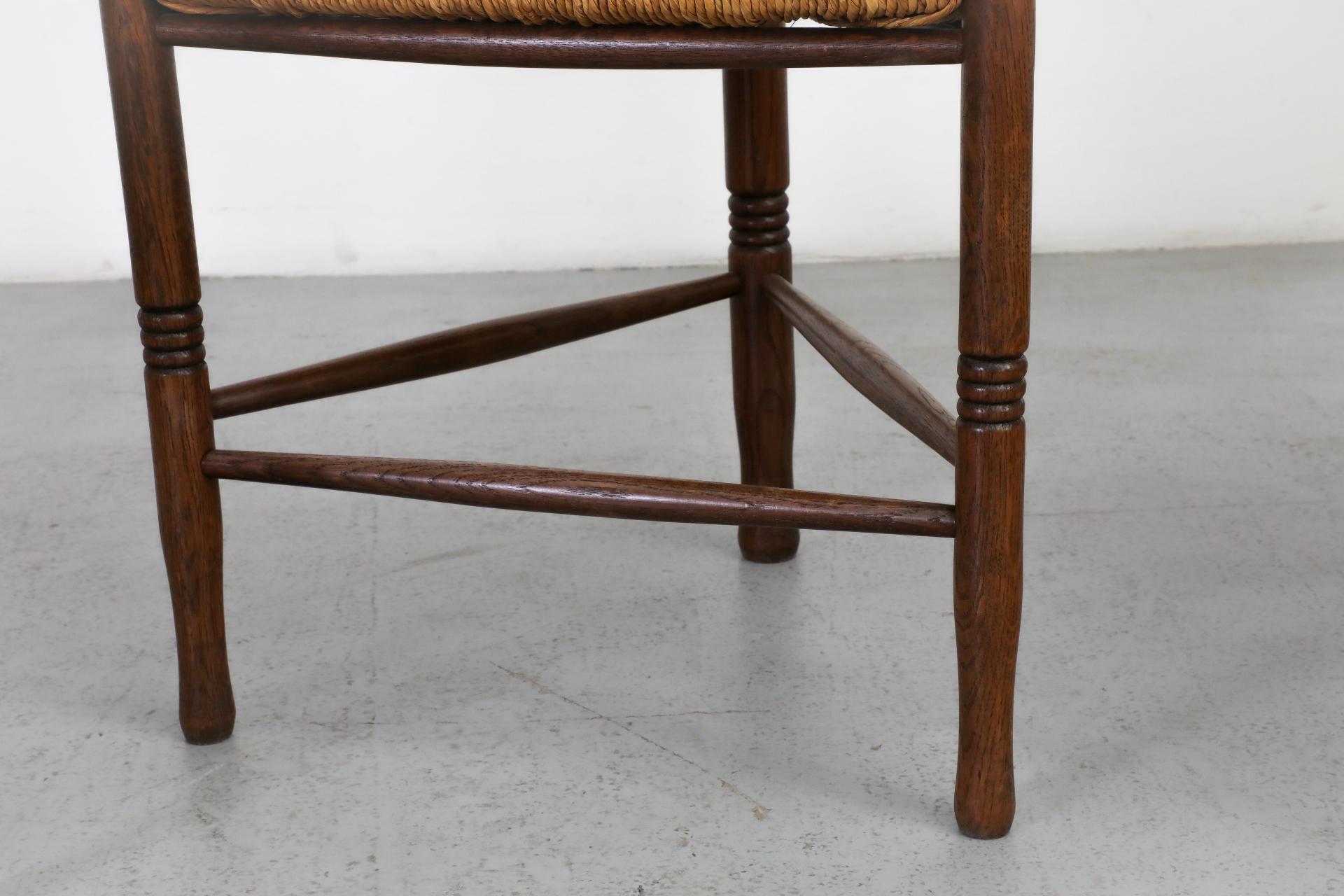 Cottage Style Tripod Dining or Accent Chairs with Triangular Rattan Seats For Sale 6