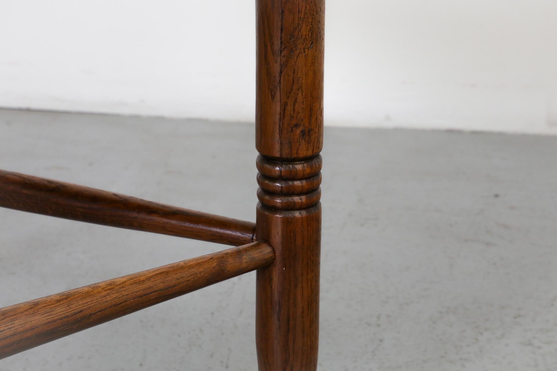 Cottage Style Tripod Dining or Accent Chairs with Triangular Rattan Seats For Sale 10