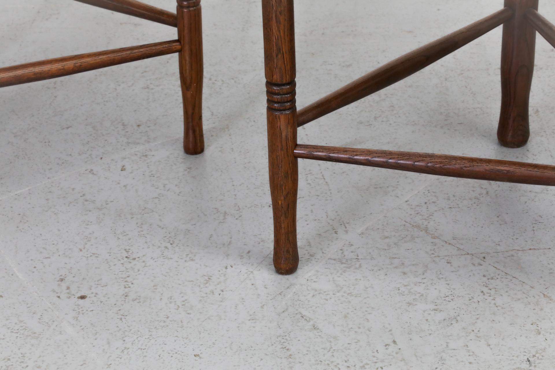 Cottage Style Tripod Dining or Accent Chairs with Triangular Rattan Seats For Sale 12