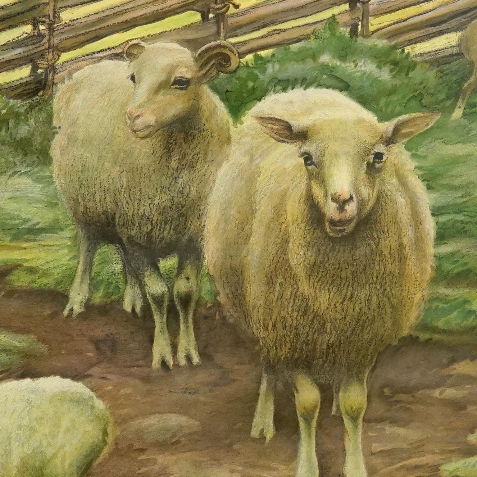 Die ausziehbare Wandtafel im Vintage-Stil zeigt Schafe auf dem Lande. Farbenfroher Druck auf mit Leinwand verstärktem Papier.
Abmessungen:
Breite 97 cm (38,19 Zoll)
Höhe 73 cm (28,74 Zoll)

Die angegebenen Maße beziehen sich nur auf die Leinwand und