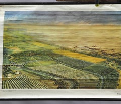 Cottagecore Rollable Wall Chart Landscape Middle Asia Desert with River Oasis