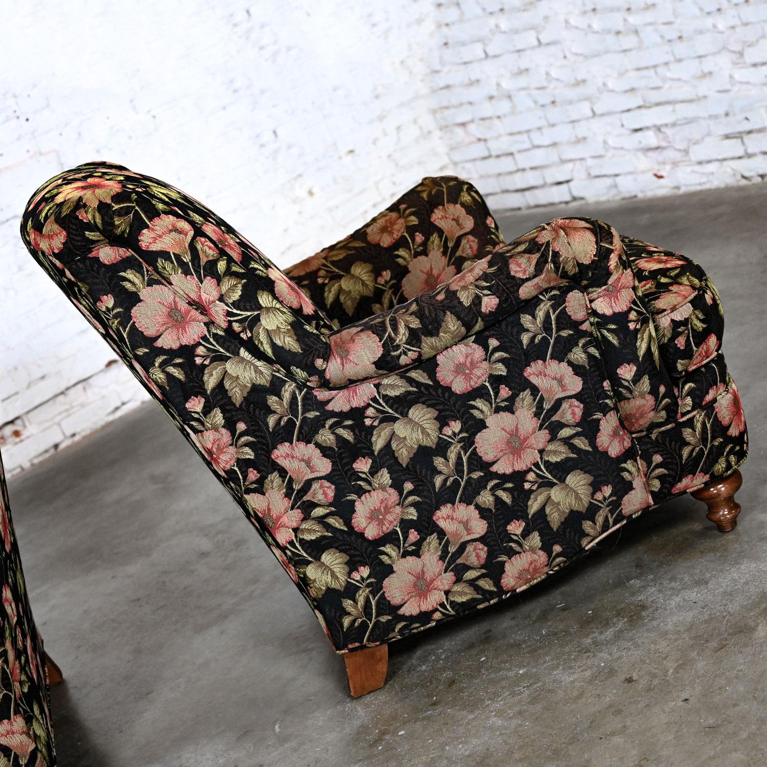 Cottagecore Style Pair Floral Lounge Chairs Sam Moore Furniture Division Hooker For Sale 5