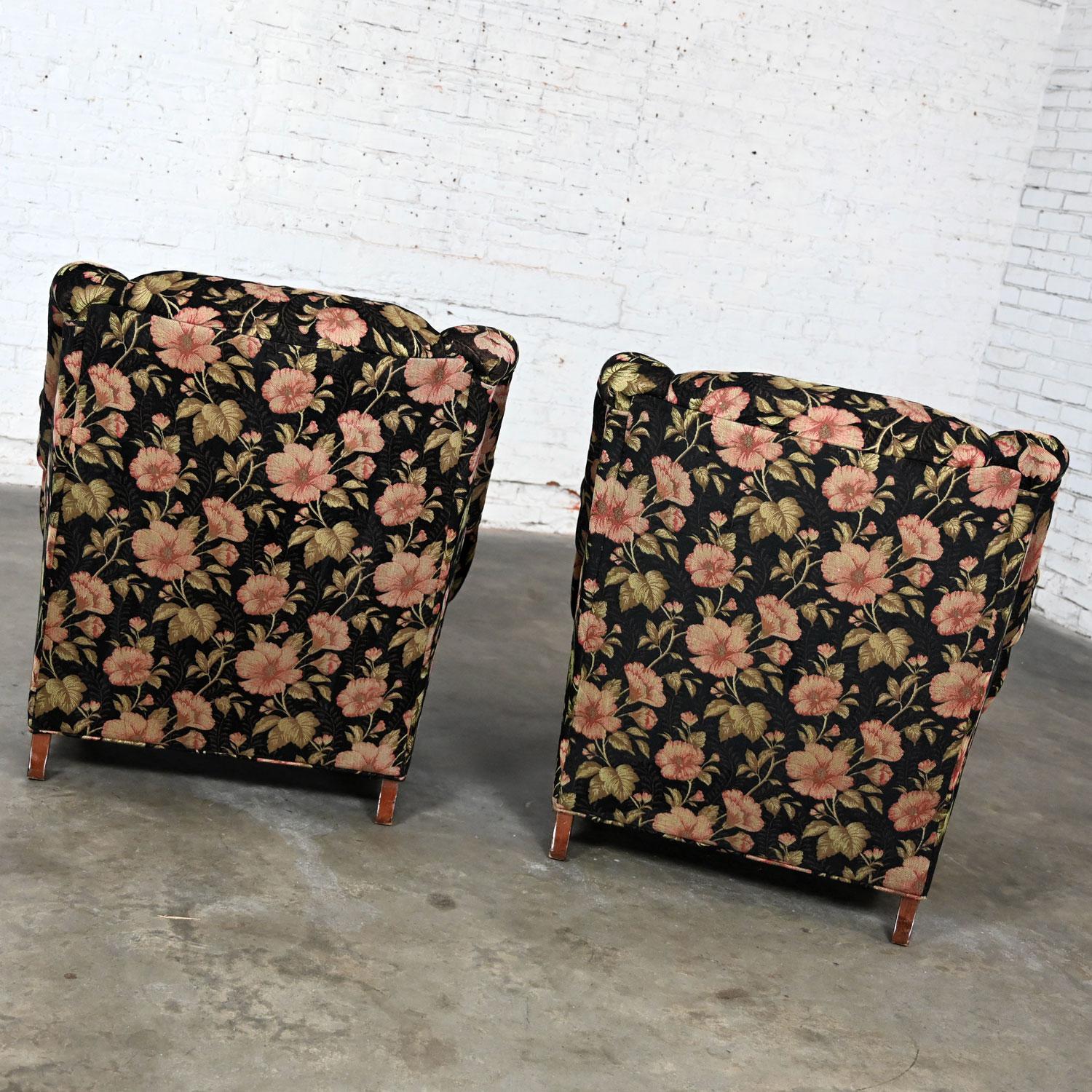 20th Century Cottagecore Style Pair Floral Lounge Chairs Sam Moore Furniture Division Hooker For Sale