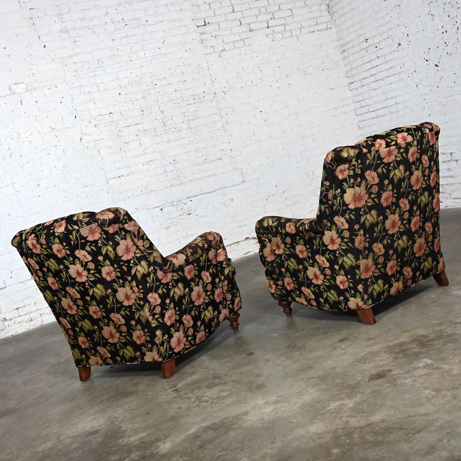 Fabric Cottagecore Style Pair Floral Lounge Chairs Sam Moore Furniture Division Hooker For Sale